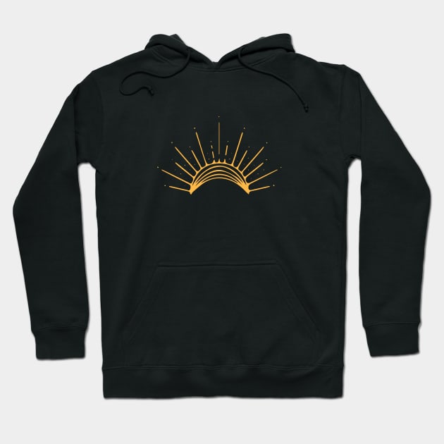 bohemian astrological design with sun, stars and sunburst. Boho linear icons or symbols in trendy minimalist style. Modern art Hoodie by zaiynabhw